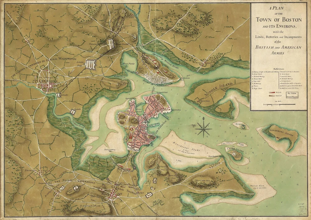 Map of Boston 1775 Courtesy of Wikipedia