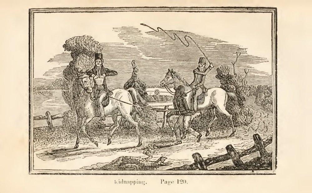 An illustration of the kidnapping of an enslaved individual. Courtesy of wikipedia Commons