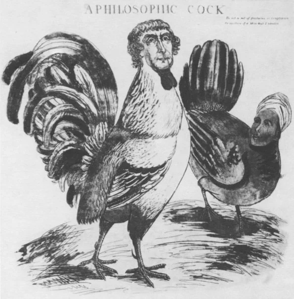 Illustration depicting Jefferson as a “cock philosopher” circa 1804