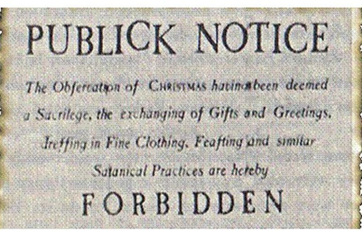 Public notice banning Christmas in Boston