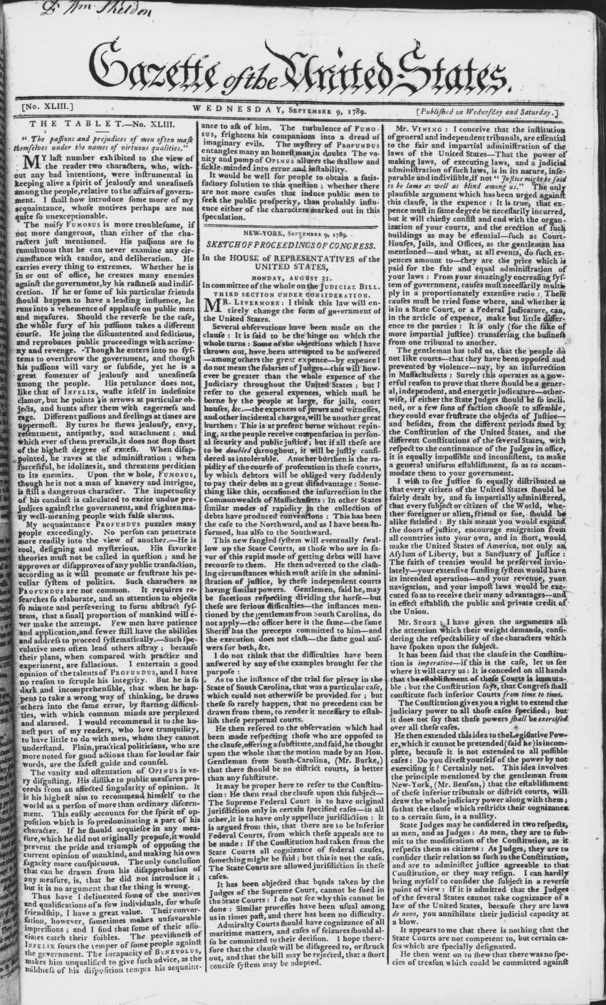 An example of an early newspaper in the United States