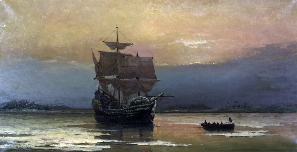 Mayflower in Plymouth Harbor by William Halsall