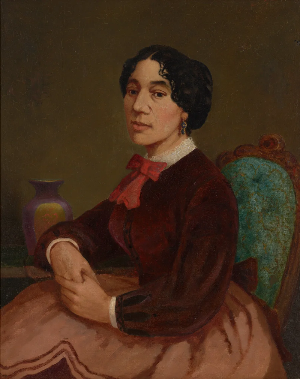 Portrait in oil of Christiana Babcock Bannister by Edward Mitchell Bannister circa 1860
