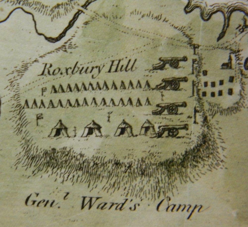 Detail from map of the Siege of Boston Courtesy of the Rhode Island Archives