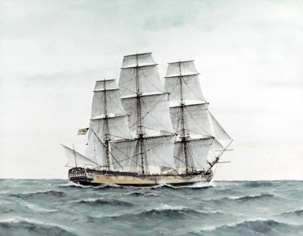 Painting of the U.S.S. Hancock, a privateer which accompanied the U.S.S. Franklin